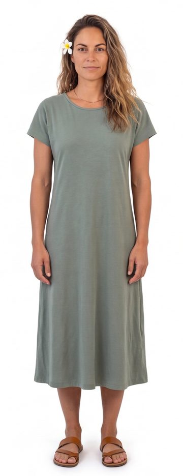Sally in a sage-green dress